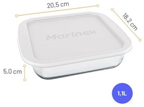 Assadeira Quadrada Com Tampa Plástica Marinex 1,1L