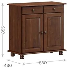 Balcão Buffet Sala de Jantar Rústico 88cm 2 Portas 2 Gavetas Rubia F07