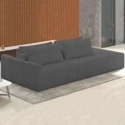 Sofá Ilha Modular com Puff para Sala Living 232cm Georgia Z08 Linho Ci