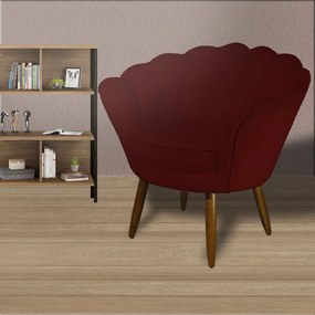 Poltrona Decorativa Pétala Pés Palito Suede Bordô - Sheep Estofados
