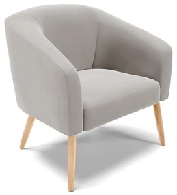 Poltrona Stella Veludo Pés Palito Natural D03 - D'Rossi - Cinza