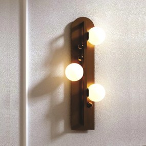 Arandela Graça 16X78X16Cm 03Xg9 Globo 10Cm - Usina 90025/3 (BT / CB-P - Branco Texturizado / Cobre Brilho Polido, Branco (Fosco))