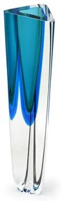 Vaso Triangular nº 1 Bicolor Verde com Água-marinha Murano Cristais Cadoro