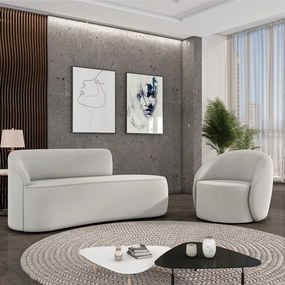 Sofá 2 Lugares Orgânico 140cm Morgan e Poltrona Lua Veludo - Cinza