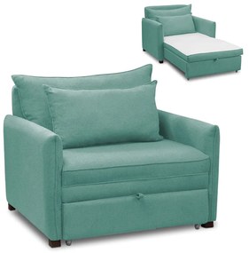 Poltrona Cama Retrátil Solteiro com Rodízio Cloe Bouclê E03 - D'Rossi - Azul Turquesa