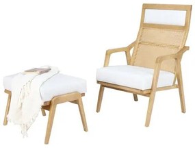 Poltrona Eleonor com Puff Cor Machê Base Amêndoa - 69551 Sun House