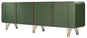 Aparador Buffet Pé em Aço Dourado 220 cm Anabelle Verde Pistache H01 - D'Rossi