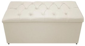 Kit Cabeceira e Calçadeira Baú Estofada Mel 90 cm Solteiro Com Capitonê Corano Bege - ADJ Decor