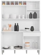 Kit Cozinha Compacta 130cm Com 6 Portas e 1 Gaveta Alice Branco - AJL