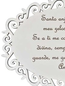 Placa Decorativa Santo Anjo Com Arabesco Mdf 3mm Branco  - D'Rossi