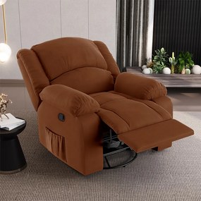 Poltrona do Papai Reclinável Sala de Cinema Madrid Glider Manual Giratória Veludo Terracota G23