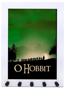 Porta Chaves Moldura 5 Ganchos O Hobbit Senhor dos Anéis - Branco