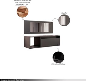 Penteadeira Camarim Potaro com Nicho Decorativo Preto G96 - Gran Belo