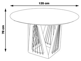 Mesa Sala de Jantar 4 Lugares 135cm Tampo Redondo de Vidro Giaguaro Preto/Ébano G13 - Gran Belo