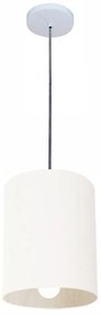 Lustre Pendente Cilíndrico Md-4200 Cúpula em Tecido 14x15cm Branco - Bivolt