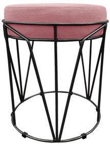 Puff Multiuso com Mesa Babu 2 em 1 Suede Rose Base Preto - D'Rossi
