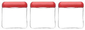 Kit 3 Potes de Vidro Tendenza 750ml - Vermelho