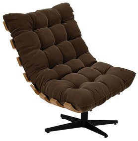 Poltrona Giratória Costela Suede Marrom Base Giratória Preto - D'Rossi