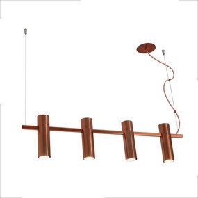Pendente Tubetto 5,7X20X85Cm Focos Equidistantes 4Xmr16 - Usina 16960/... (RG-M - Rosê Metálico)