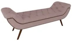 Puff Recamier Calçadeira 195cm Pés Palito Madeira Vêneto Z37 Veludo Ro