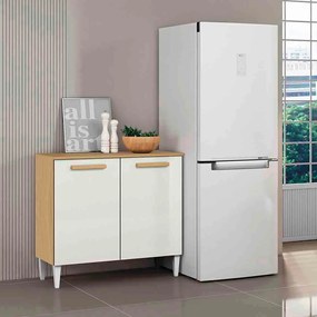 Balcão Cozinha com Tampo 92cm 2 Portas Nicole A09 - D'Rossi - Atacama e Off White