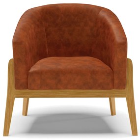 Poltrona Decorativa Base de Madeira kit 2 Stella Sintético PU D03 - D'Rossi - Nozes