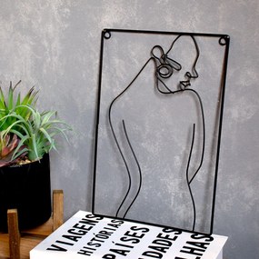 Enfeite de Metal de Parede Preto Corpo Mulher 30x20x1 cm - D'Rossi