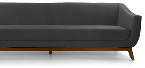 Sofá 3 Lugares Odeon D07 230cm Base Madeira Veludo Cinza - D'Rossi