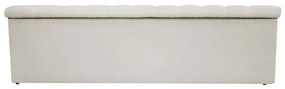 Recamier Baú Estofada Mel 195 cm King Size Com Capitonê Suede Bege - ADJ Decor