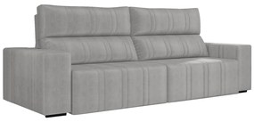 Sofá Retrátil 234 cm Sala de Estar Leonel Suede Cinza G52 - Gran Belo