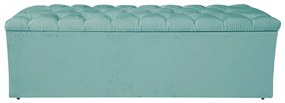 Calçadeira Estofada Liverpool 195 cm King Size Suede Azul Tiffany - ADJ Decor