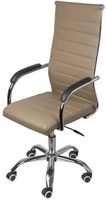 Cadeira Office Light Alta Courino Caramelo com Base Rodizio Cromada - 69609 Sun House