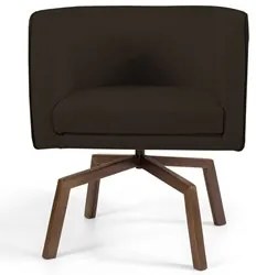 Poltrona Decorativa Giratória Base Ka Madeira Betina C-34 Corano Marro