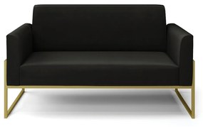 Sofá Namoradeira Base Industrial Alta Dourado Marisa Suede D03 - D'Rossi - Preto