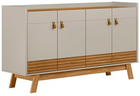 Buffet Aparador Dara 4 Portas Nature e Off White 88x160 cm L04- D'Rossi