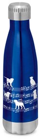 Garrafa Térmica Inox Brilhante 510 ml Cachorro Musical Branco - Azul Royal