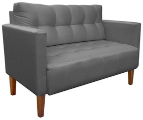 Kit 1 Sofá Namoradeira e 2 Poltronas Livia Suede Grafite Pés Chanfrado Castanho - D'Rossi