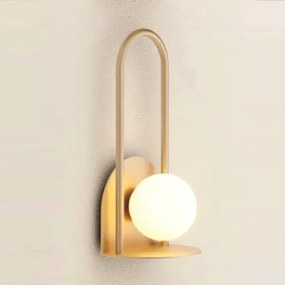 Arandela Graça 19X41X19Cm 01Xg9 Globo 10Cm - Usina 90041/1 (BT / DR-P - Branco Texturizado / Dourado Brilho Polido, Branco (Fosco))