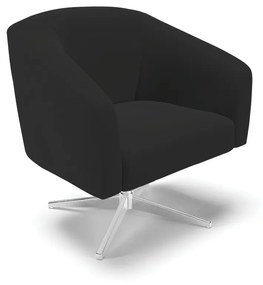 Poltrona Decorativa Giratória Cromada Kit 2 Stella Veludo Preto D03 - D'Rossi