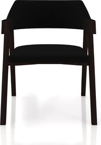 Cadeira Sala de Jantar e Jogos Carteados Madeira Maciça Poker Veludo Preto/Tabaco G42 - Gran Belo