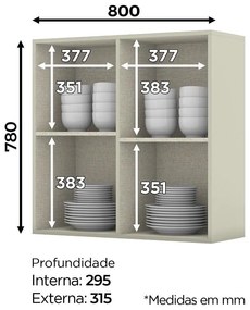 Armário Balcão Suspenso 100% MDF 2 Pts Essência 80 cm Cozinha