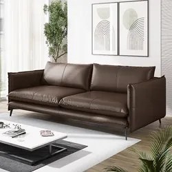 Sofá Living 3 Lugares para Sala de Estar 200cm Dojin L07 Couro Café -