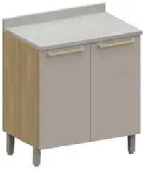 Balcão de Cozinha Com Tampo 80cm 2 Portas Mirella Freijó/Cinammon L01