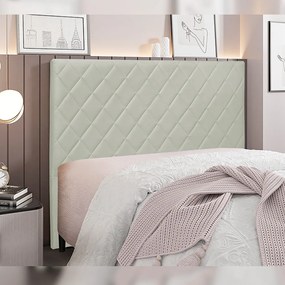 Cabeceira Decorativa 1,40M Baelon Veludo Prata G63 - Gran Belo