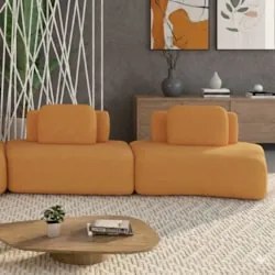 Sofá Ilha 314cm 2 Módulos Sala de Estar Moby Boucle Telha Z08 - Mpozen