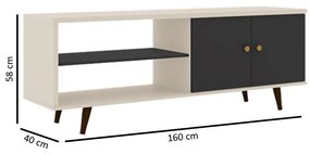 Rack Retro para Tv até 48 Polegadas Off White/Preto