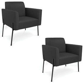 Poltrona Pé de Ferro Preto Kit 2 para Recepção Marisa Corino D03 - D'Rossi - Preto
