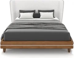 Cama Queen 160cm Com Cabeceira Many Z37 Bouclê Off/Caramelo - Mpozenat