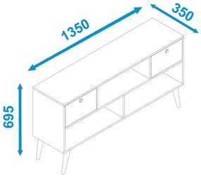 Rack Home para TV de até 50" 2 Gavetas - Branco/Pés Pinhão