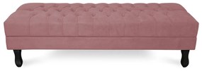 Puff Baú Decorativo Capitonê Luis XV 100x40cm Suede Rosa - Sheep Estofados - Rosa